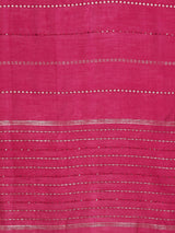 Pink Embroidered Silk Blend Straight Kurta With Trousers & Dupatta