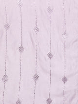 Lavender Yoke Design Silk Blend Straight Kurta With Trousers & Dupatta