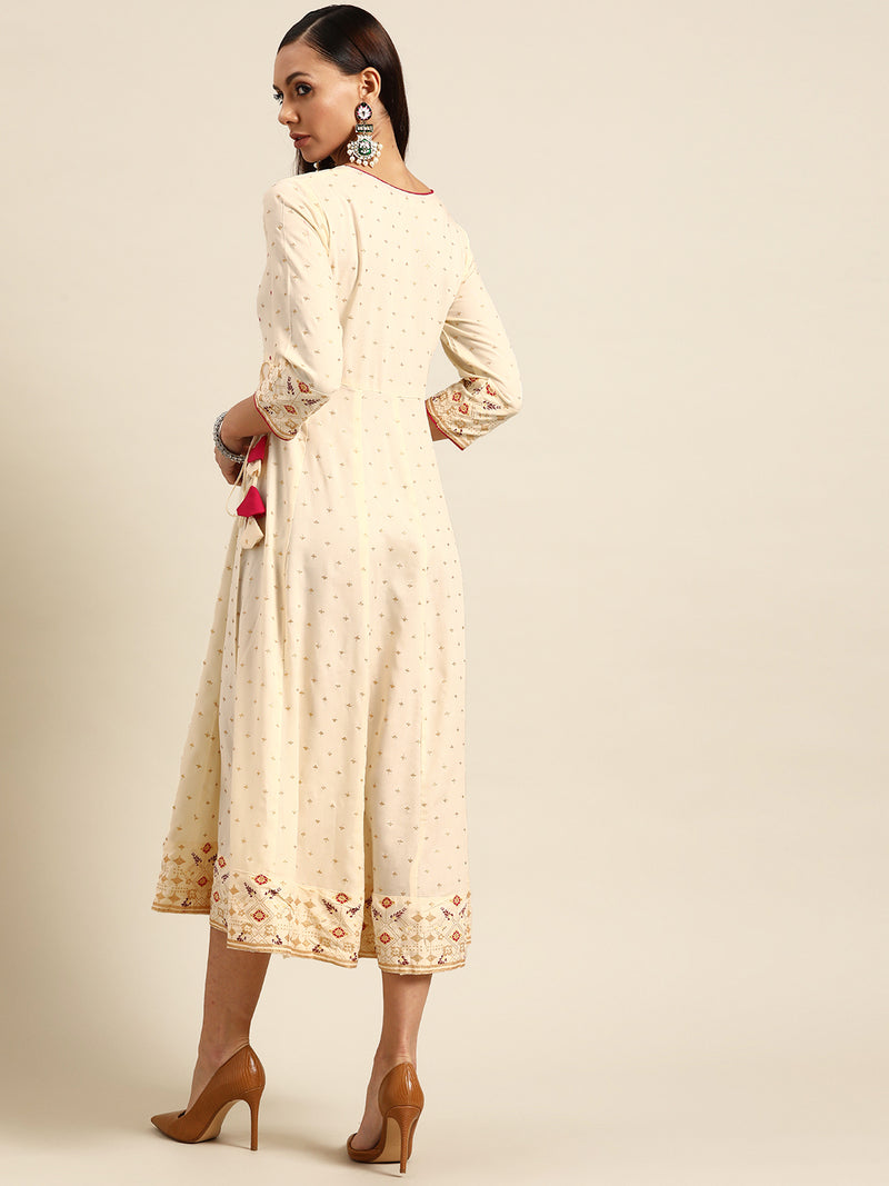 Green Printed Rayon Dress