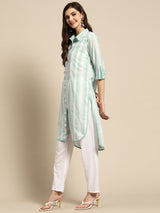 Blue Striped Cotton Kurta