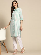 Blue Striped Cotton Kurta