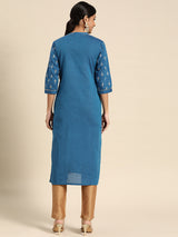 Blue Printed Cotton Kurta