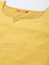 Yellow Self Design Art Silk Suit Set