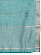 Rama Green Solid Silk Blend Straight Kurta With Trousers & Dupatta