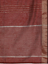 Maroon Solid Silk Blend Straight Kurta With Trousers & Dupatta