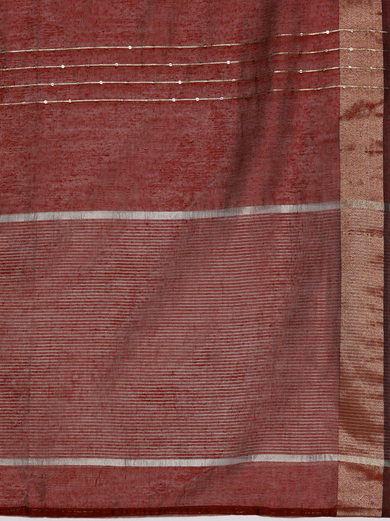 Maroon Solid Silk Blend Straight Kurta With Trousers & Dupatta
