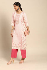 Pink Printed Rayon Kurta