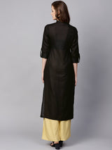 Black Solid Cotton Kurta