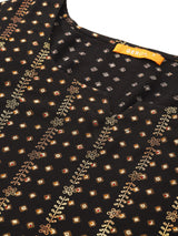 Black Printed Viscose Rayon Kurta