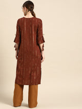 Maroon Printed Viscose Rayon Kurta