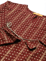 Maroon Printed Viscose Rayon Kurta