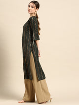 Green Printed Viscose Rayon Kurta