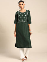Green Yoke Design Cotton Kurta