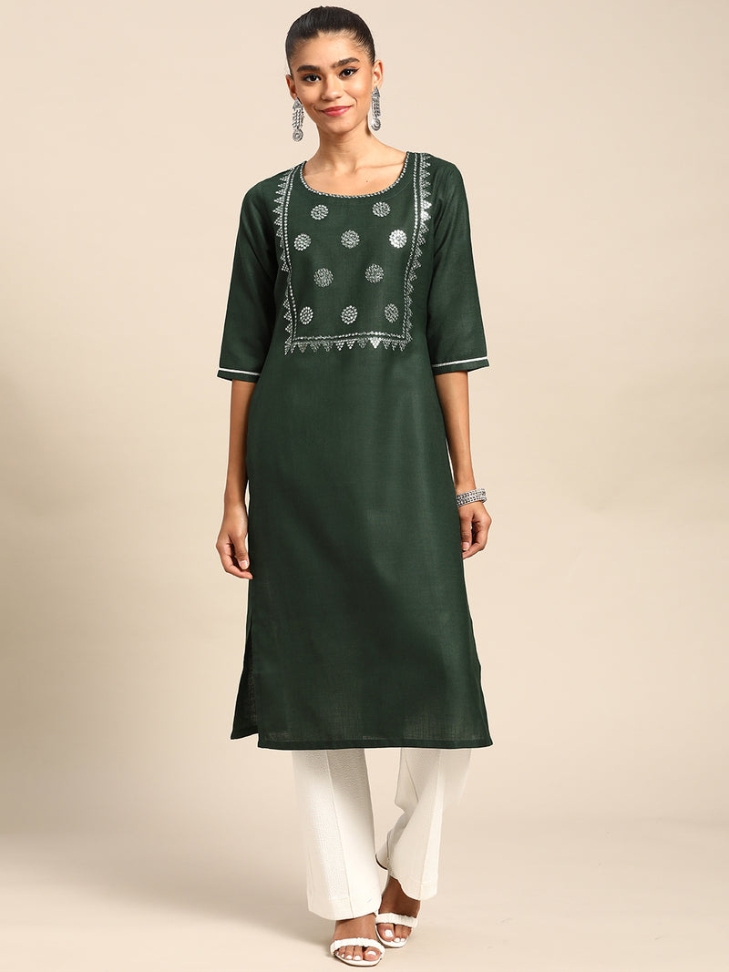 Green Yoke Design Cotton Kurta
