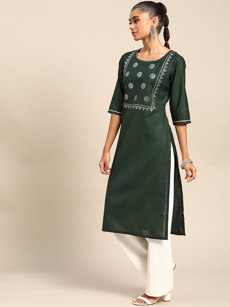 Green Yoke Design Cotton Kurta