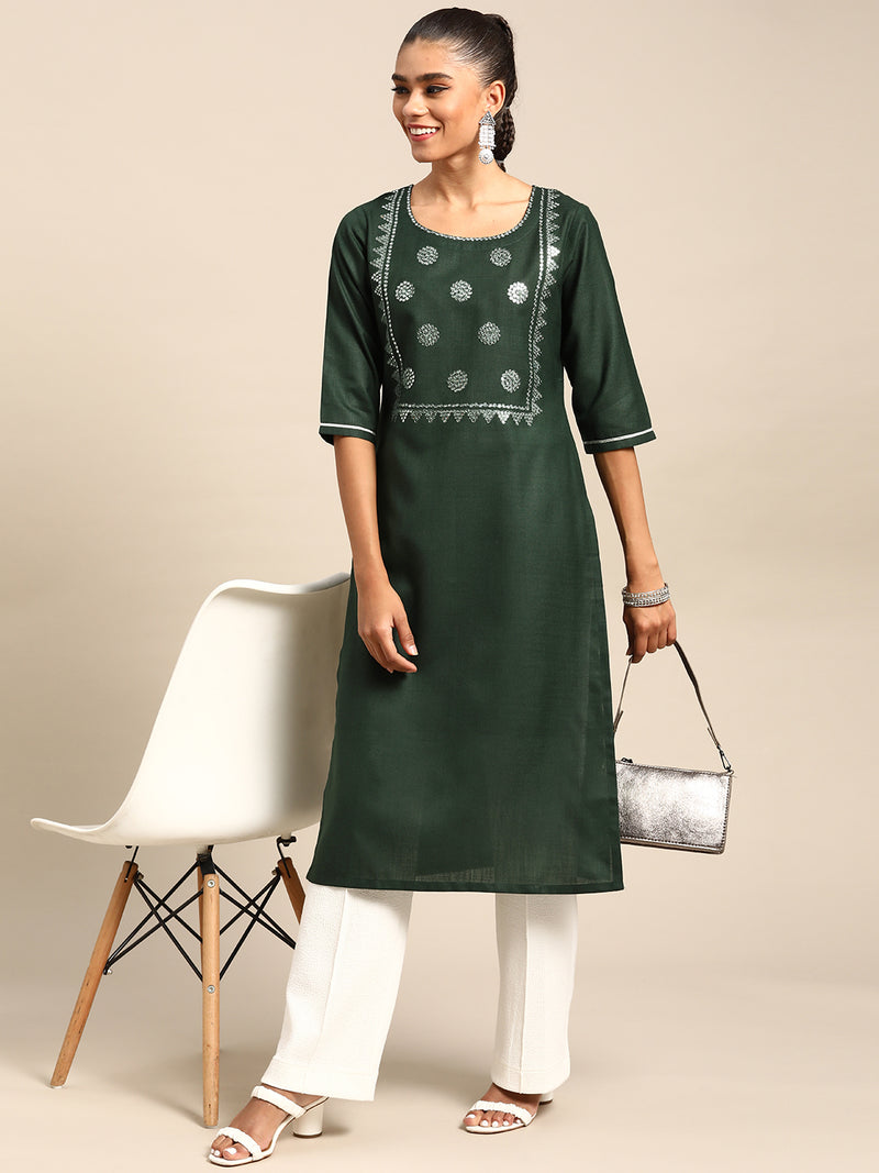 Green Yoke Design Cotton Kurta