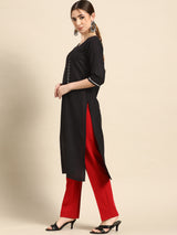 Black Yoke Design Cotton Kurta