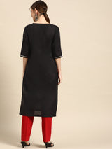 Black Yoke Design Cotton Kurta