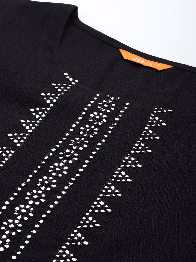 Black Yoke Design Cotton Kurta