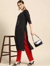 Black Yoke Design Cotton Kurta