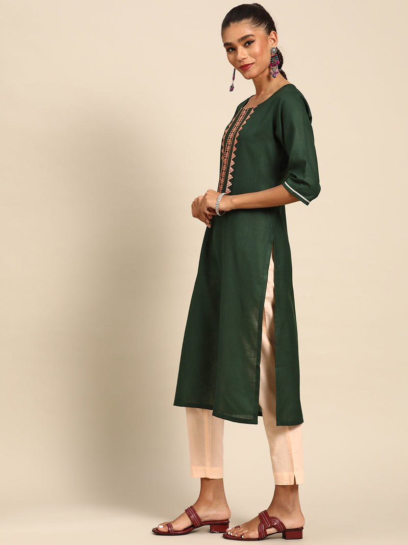 Green Yoke Design Cotton Kurta