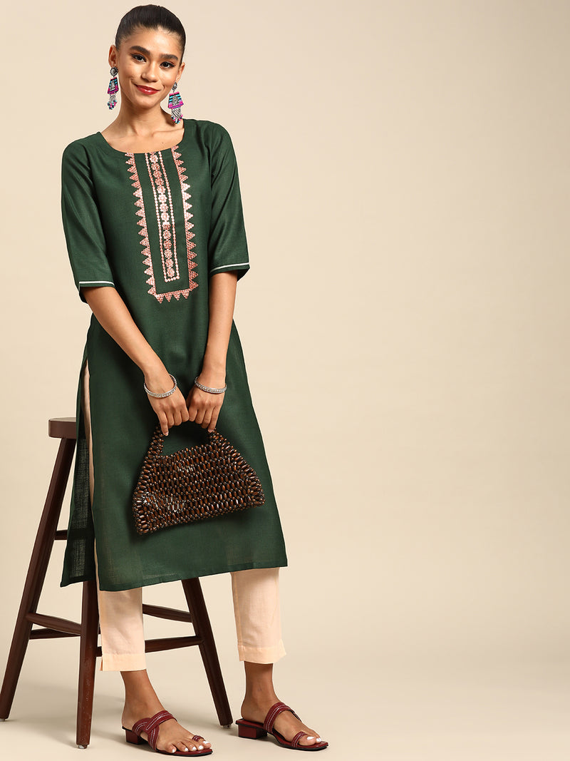 Green Yoke Design Cotton Kurta
