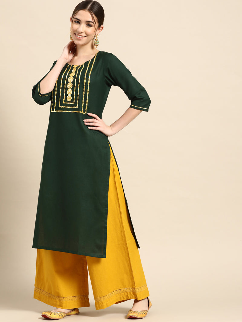 Green Yoke Design Cotton Kurta