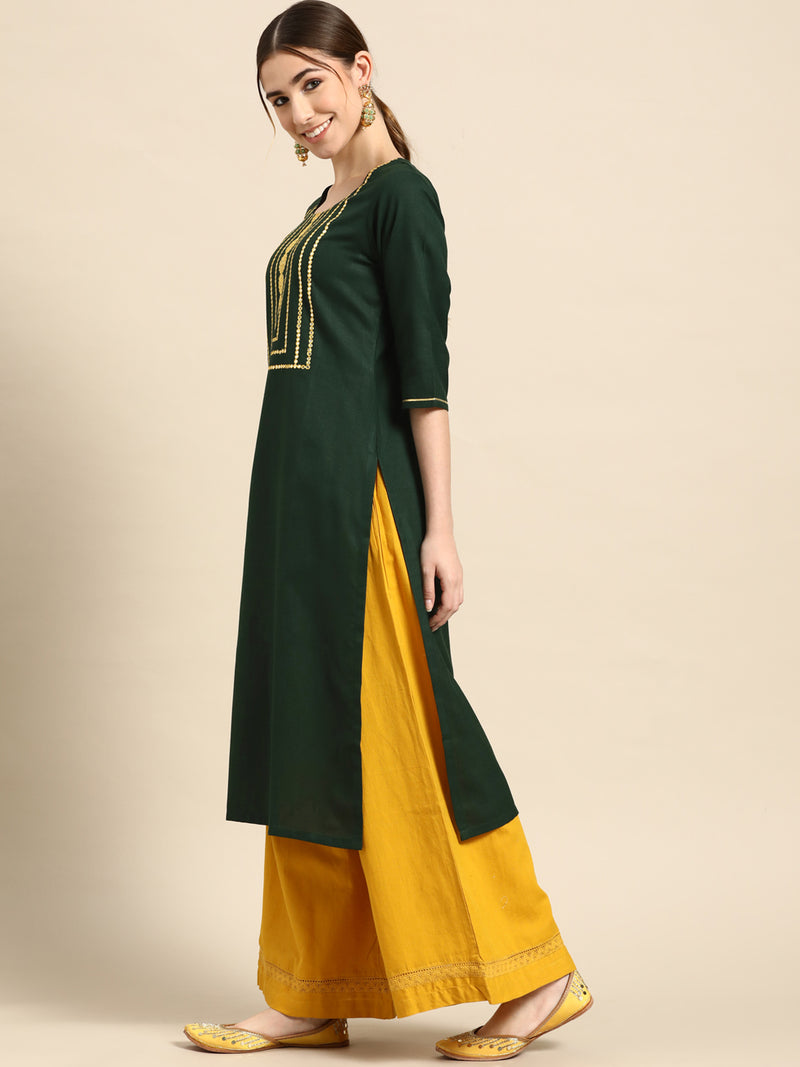 Green Yoke Design Cotton Kurta
