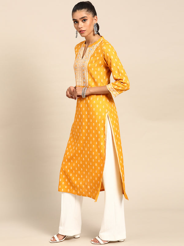 Yellow Yoke Design Cotton Kurta