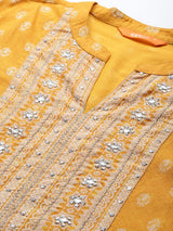 Yellow Yoke Design Cotton Kurta