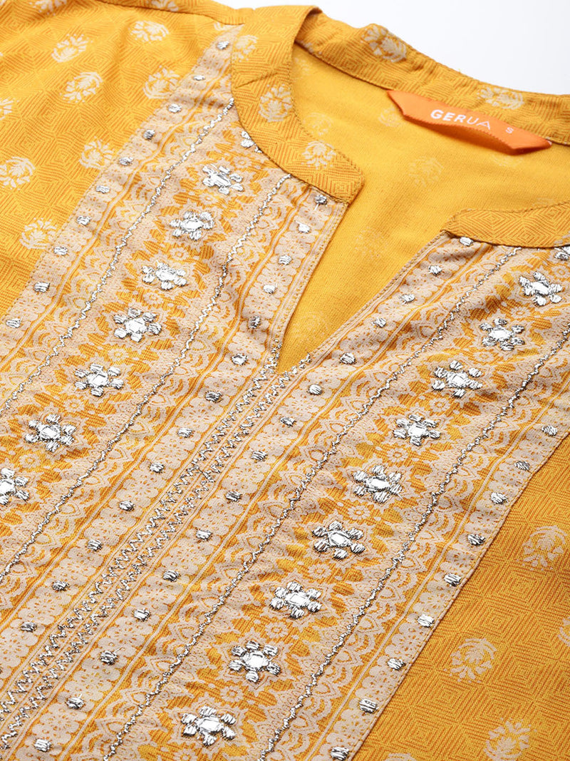 Yellow Yoke Design Cotton Kurta
