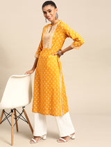 Yellow Yoke Design Cotton Kurta