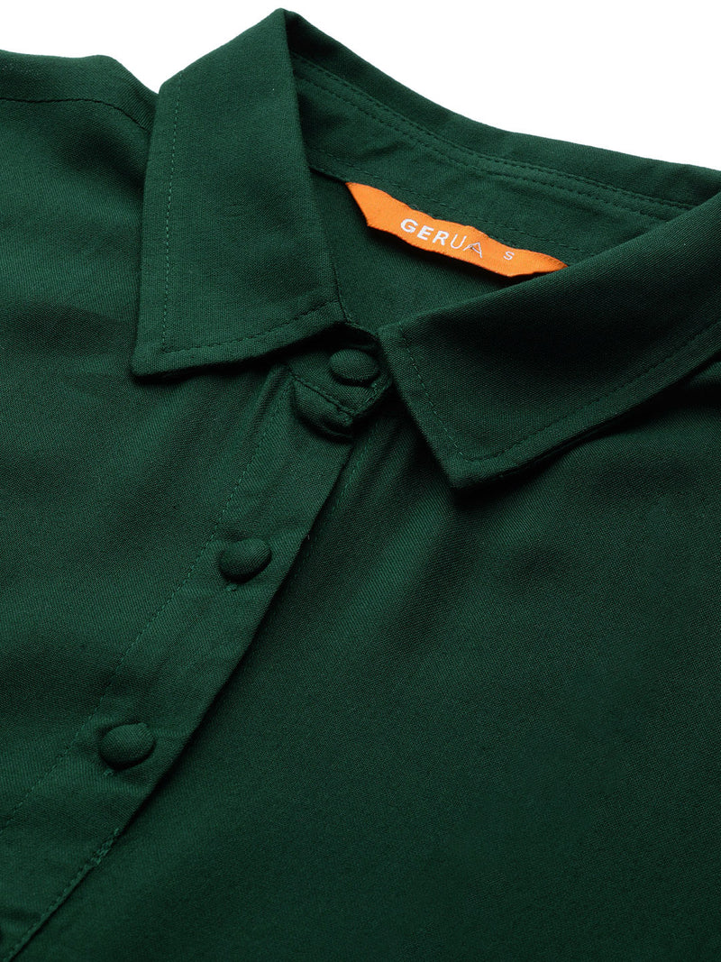 Green Solid Aline Dress