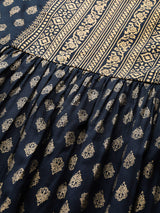Navy Blue Printed Rayon Kurti