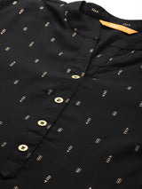 Black Printed Viscose Rayon Kurta