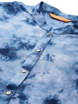Blue Printed Viscose Rayon Kurta