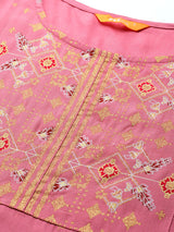 Pink Printed Viscose Rayon Kurta