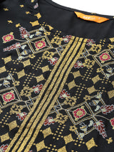 Black Printed Viscose Rayon Kurta