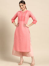 Pink Yoke Design Cotton Kurta