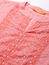 Pink Yoke Design Cotton Kurta