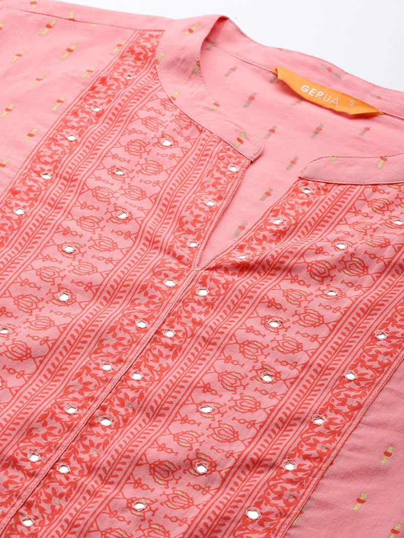Pink Yoke Design Cotton Kurta