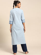 Blue Yoke Design Cotton Kurta