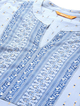 Blue Yoke Design Cotton Kurta