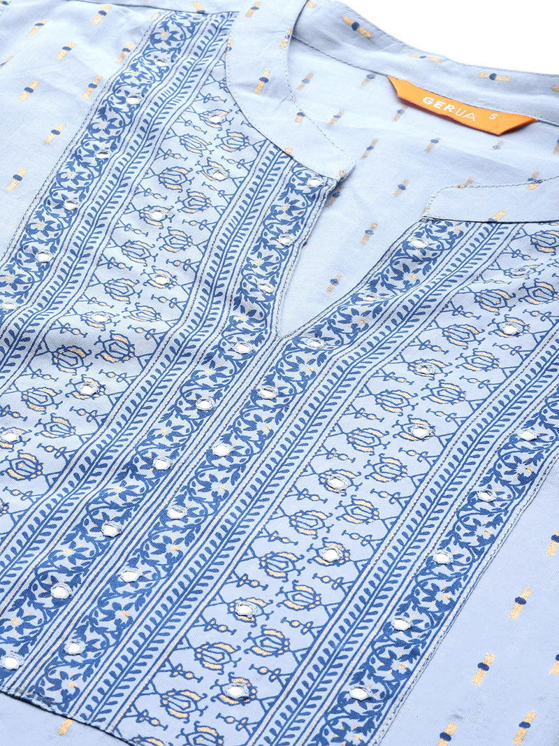 Blue Yoke Design Cotton Kurta