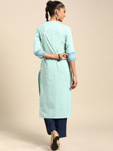 Blue Yoke Design Cotton Kurta