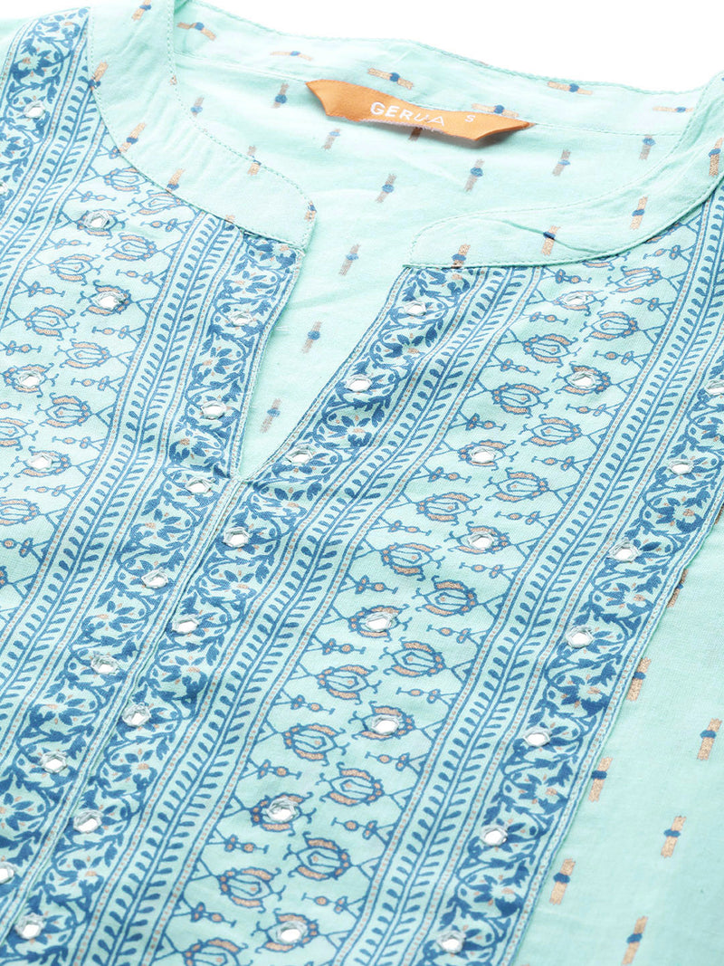 Blue Yoke Design Cotton Kurta