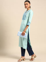 Blue Yoke Design Cotton Kurta