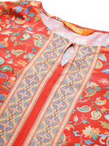 Red Printed Viscose Rayon Kurta