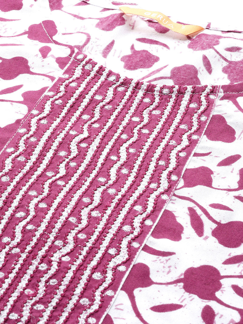 White Printed Cotton Kurta