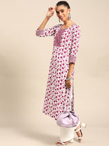White Printed Cotton Kurta